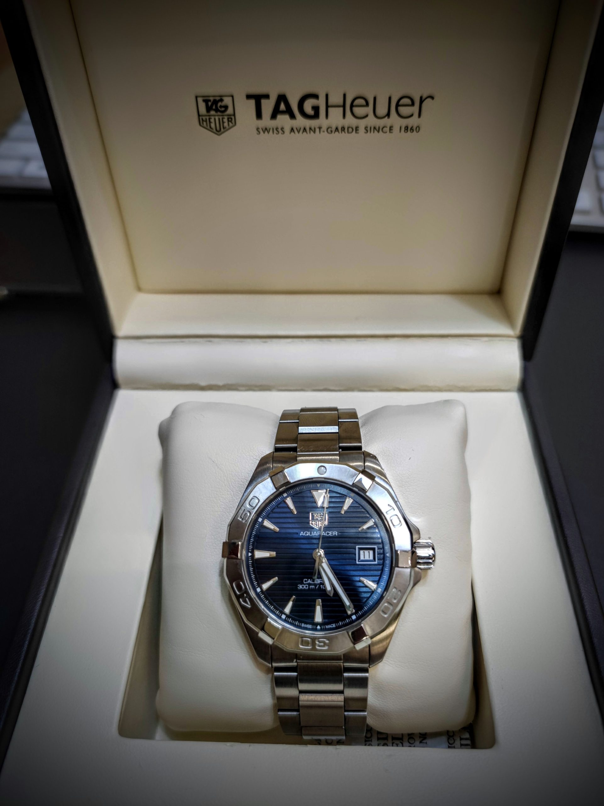 (B2568) TAG HEUER CARRERA CALIBRE 5 300M AUTOMATIC BLUE DIAL WAY2112 ...