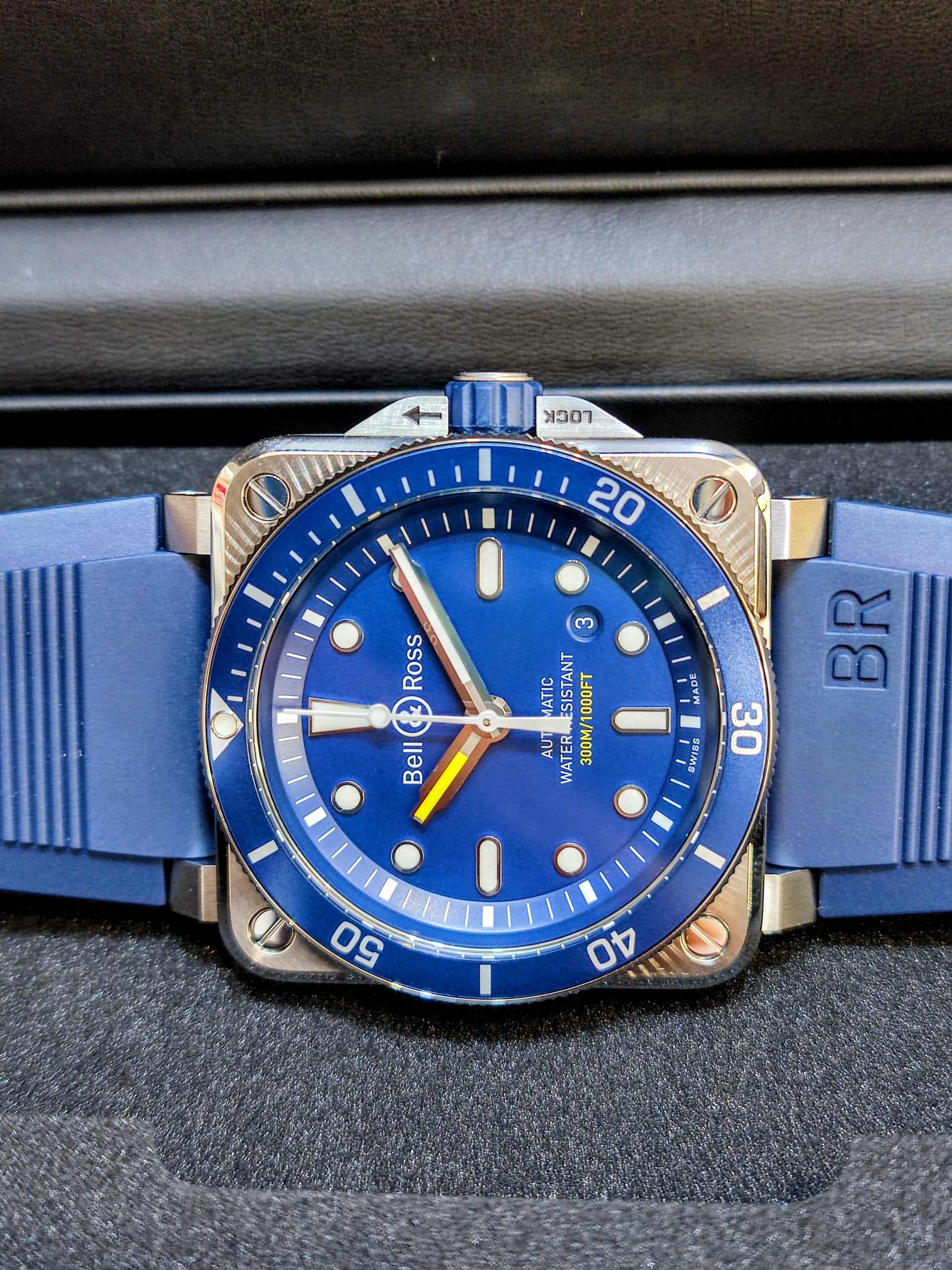 B2628 BELL ROSS BR03 92 DIVER BLUE 42MM BR0392 D BU ST SRB NEW